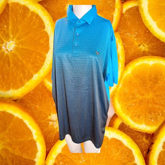 Callaway Men's Blue Gradient Polyester Opti-Dry‎ Short Sleeve Polo Shirt Size M - Picture 1 of 7